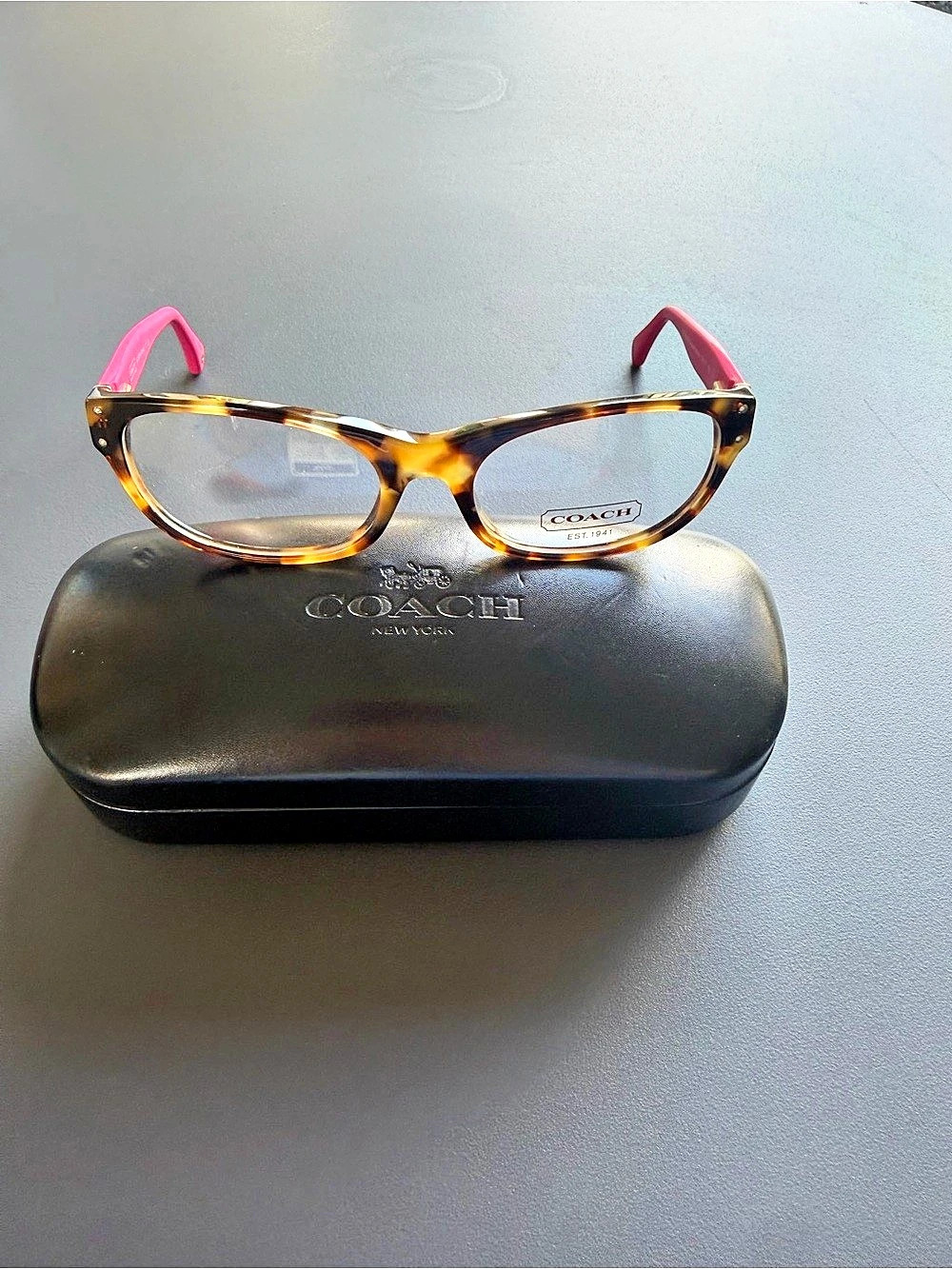 NWOT Coach Topaz HC 6034 Tortoise & Pink Eyeglasses